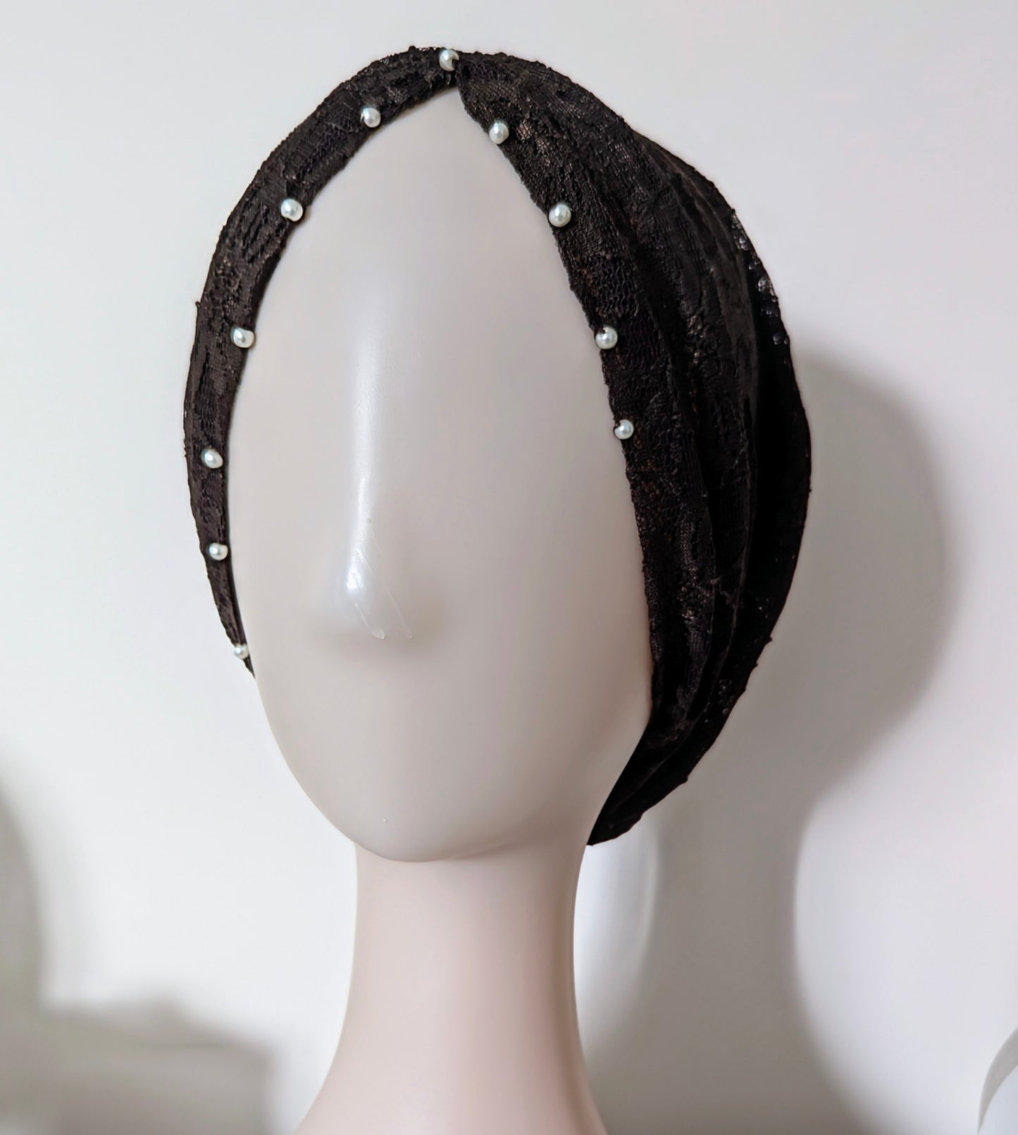 Pearl Lace Side Parting Hijab Cap- Chocolate Brown