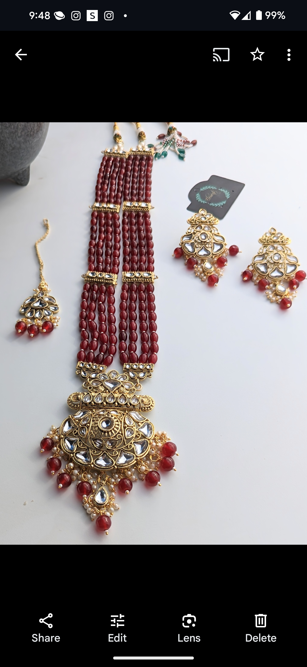 N.429 Maroon Kundan Mala Set