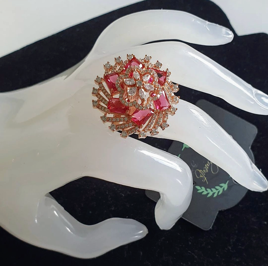 American Diamond with Stones on Rose Gold polish
