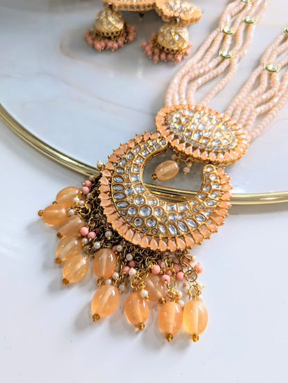 N.333 Kundan Maala Set- Peach