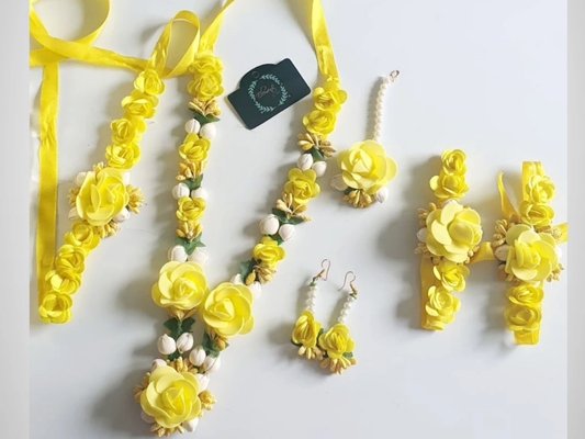 Imitation Flower Jewellery For Mayoon/Haldi 6pc