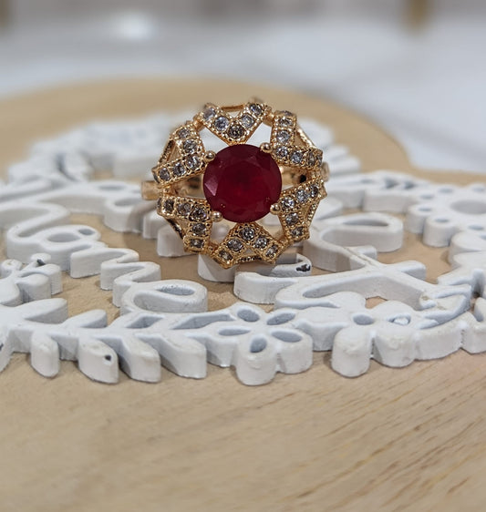 Studded Ring with Ruby Stone